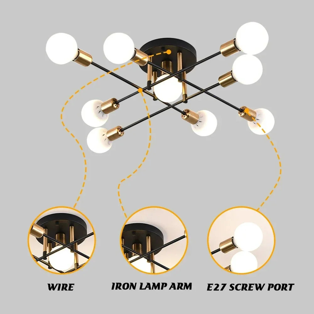 LED Lighting Modern Creative Warm Romantic Minimalist Golden Bedroom Personality Living Room Dining Room Ceiling Lamp