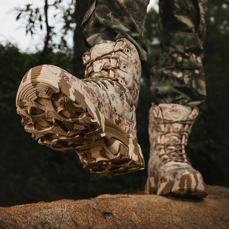 Men Tactical Shoes High Top Hiking Durable  Anti-Slip Outdoor Climbing Trekking Shoe Military Tactical Low Boots Wear-resistant