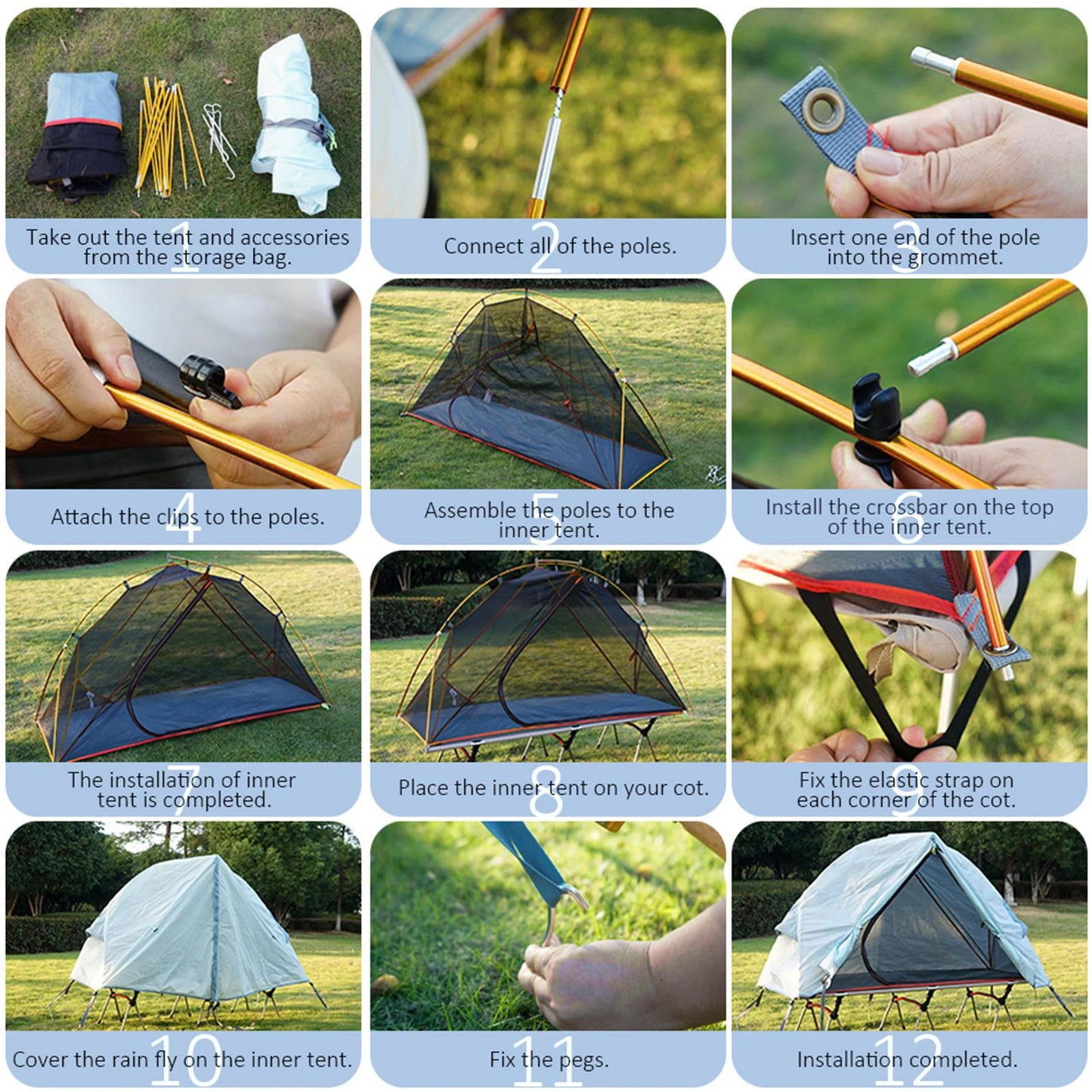 1 Person Camping Tent for Cot Lightweight  Resistant Tent for Outdoor Camping Backpacking Traveling Camping Tent
