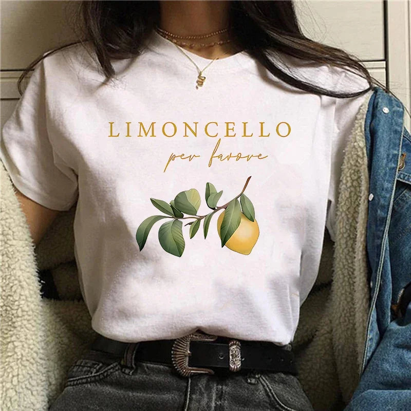 Women's T-Shirt Clothing Women's Top Fashion Design Lemon Print Short Sleeve Print Clothing Aesthetic Clothes