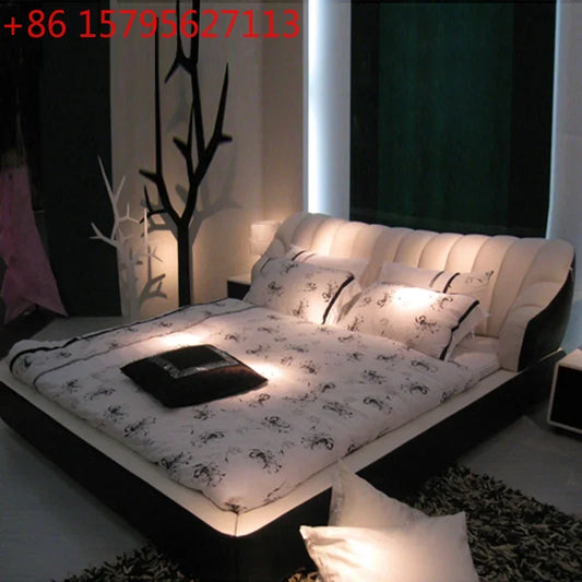 Lazy Luxury Modern Bed Frame Aesthetics Double Small Family Designer Apartment Bed High End Confortable Classic Lit Furniture