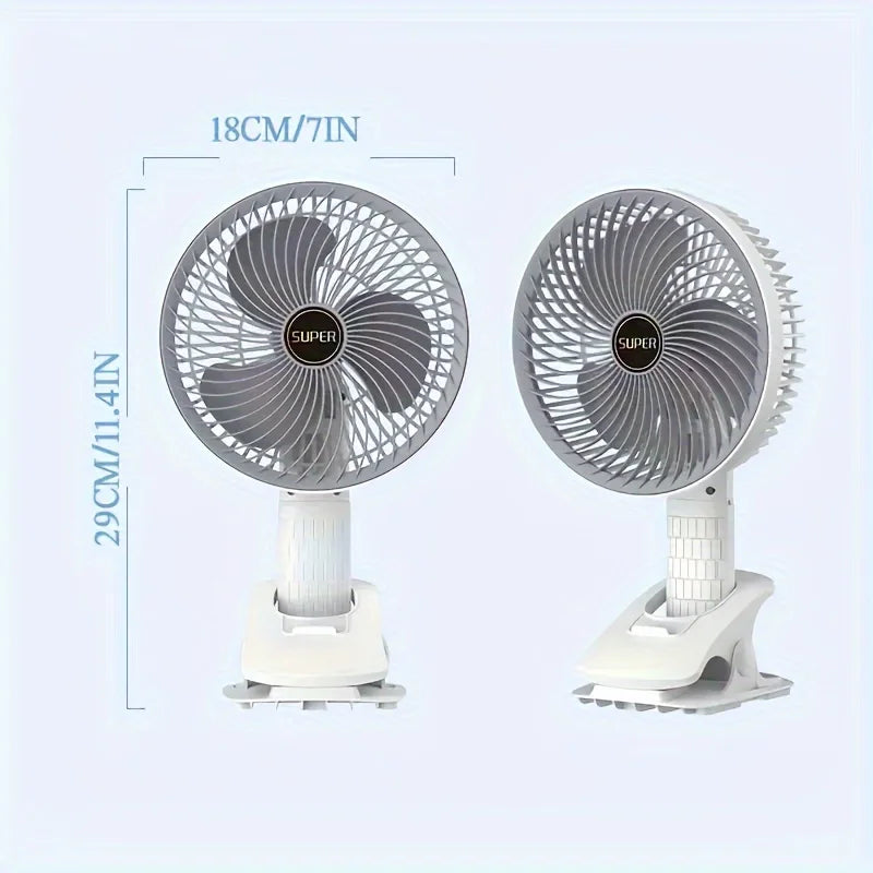 Electric Desktop Fan Clip Fan Ventilator USB Rechargeable Personal Handheld Fan with Adjustable Angle Home Bedroom Dormitory
