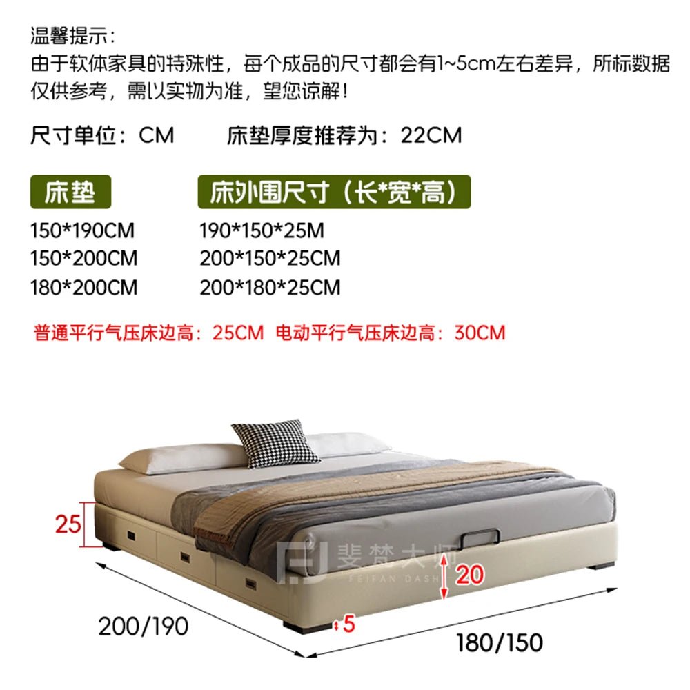 Double Queen Size Multifunctional Aesthetic Bed Nightstands Perfect Elegant Bedroom Decoration Cama Casal Home Accessories
