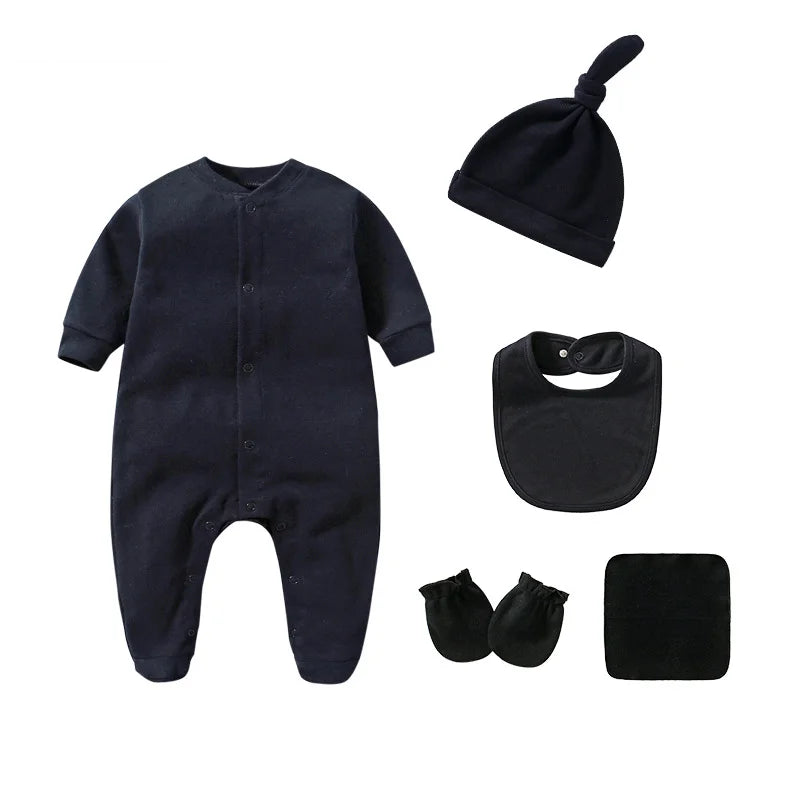 Baby boys rompers Cotton Solid newborn Baby Clothing Mittens Hats Socks Kids Outfits Toddler Custome