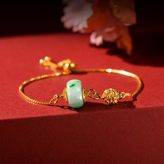 Jade Paired With Gold-Plated For Woman Girl Accessories Beads Bangle Fine Jewelry Fashion High-End Gifts Wholesale