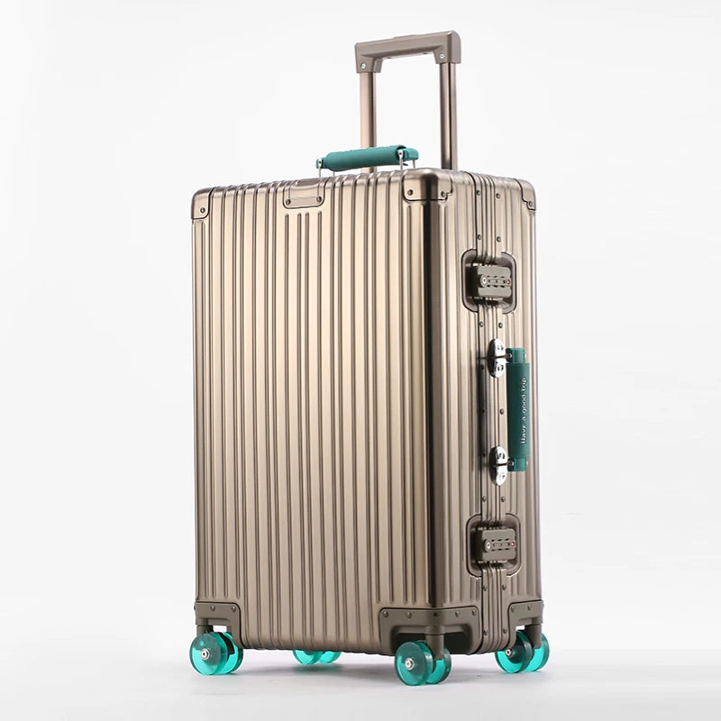 All-Aluminum Magnesium Alloy Suitcase Large-Capacity Password Luggage Infused Transparent Rolling Wheel Business Trolley Case