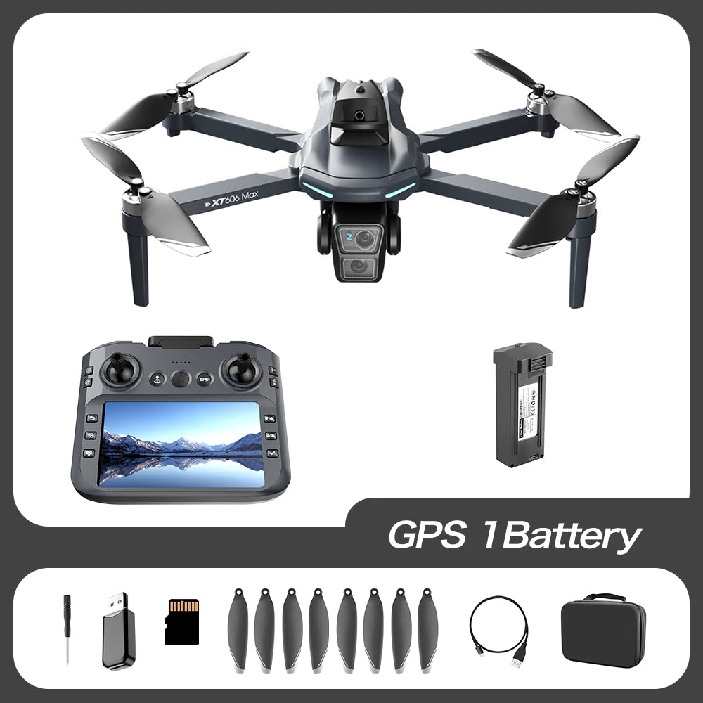 2025 NEW XT606 Drone 4K Professional HD Dual Camera Infrared Obstacle Avoidance Brushless motor RC Quadcopter With screen Drone