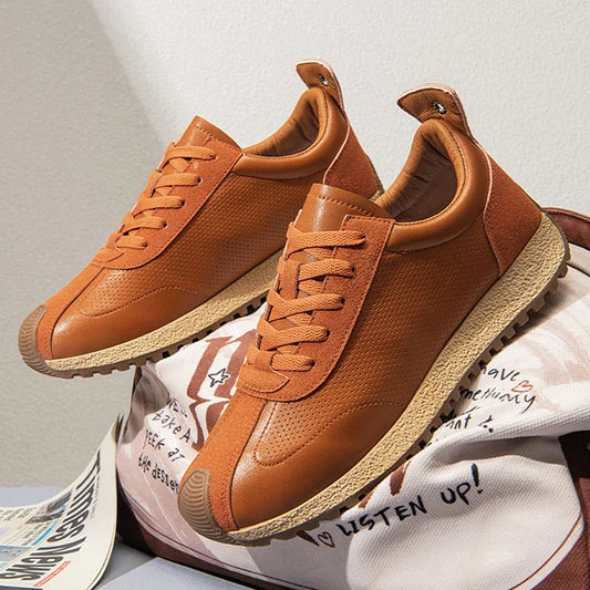 Men Casual Shoes Platform Sneakers for Men Genuine Leather Shoes Wear-Resistant Fashion Retro Soft Sole Shoes Mens Shoes