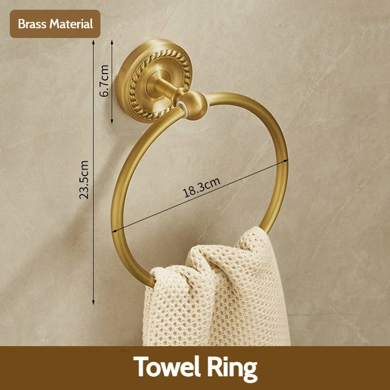 Antique Brushed Brass Bathroom Accessories Sets Towel Shelf Toilet Paper Holder Soap Holder Towel Rack Bathroom Hardware Sets