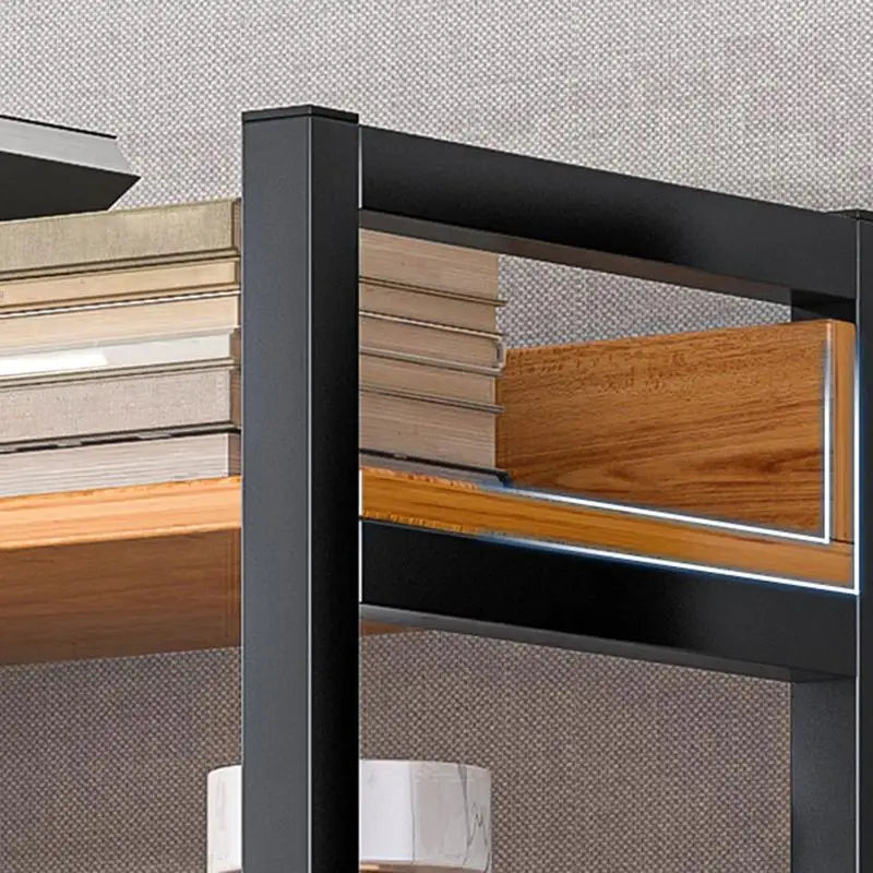 Bookcase Simple Flooring Steel Wood Multi-Layer Living Room Simple Storage Rack Home Bedroom Storage Bookcase Shelves Rack