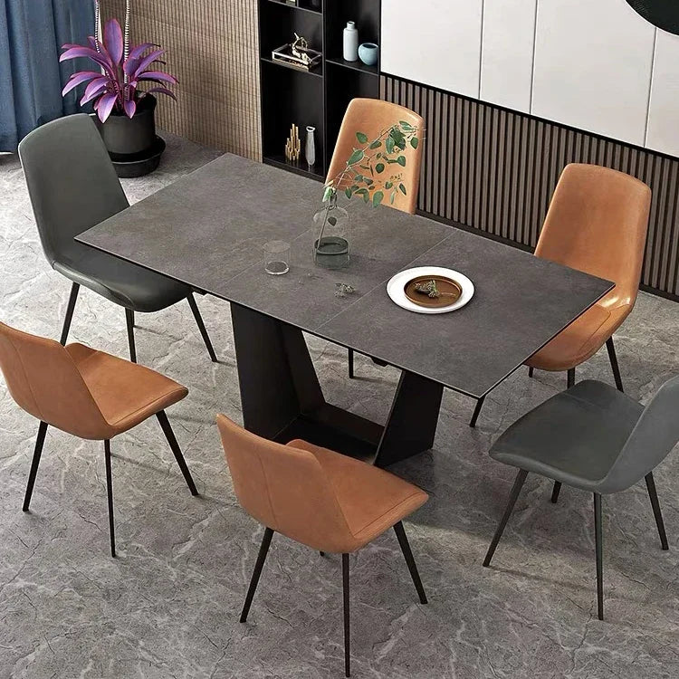 Dining Table Large Long Space Saving White Marble Marble Top Stainless Steel Frame Extendable Dining Table  restaurant