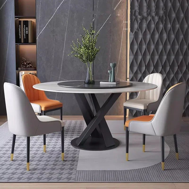 Living Room Dining Table Round Nordic Minimalist Marble Style Dining Table Beauty Comfy Mesas De Comedor Home Furniture