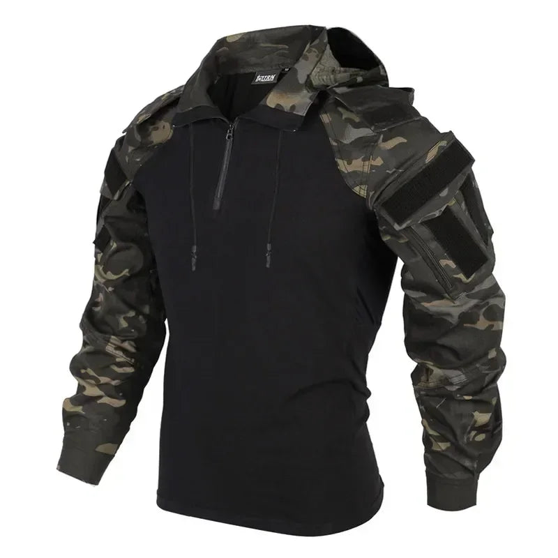 Tactical Uniform Suits Wear Resistant T-Shirt Hood Workwear Pants Men Clothing Combat Shirts Airsoft Paintball Hunting Clothes