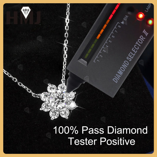 Real Moissanite Diamond 1CT Necklace for Woman Pendant 925 Sterling Silver Necklace for Women Chains Party Bridal Fine Jewelry