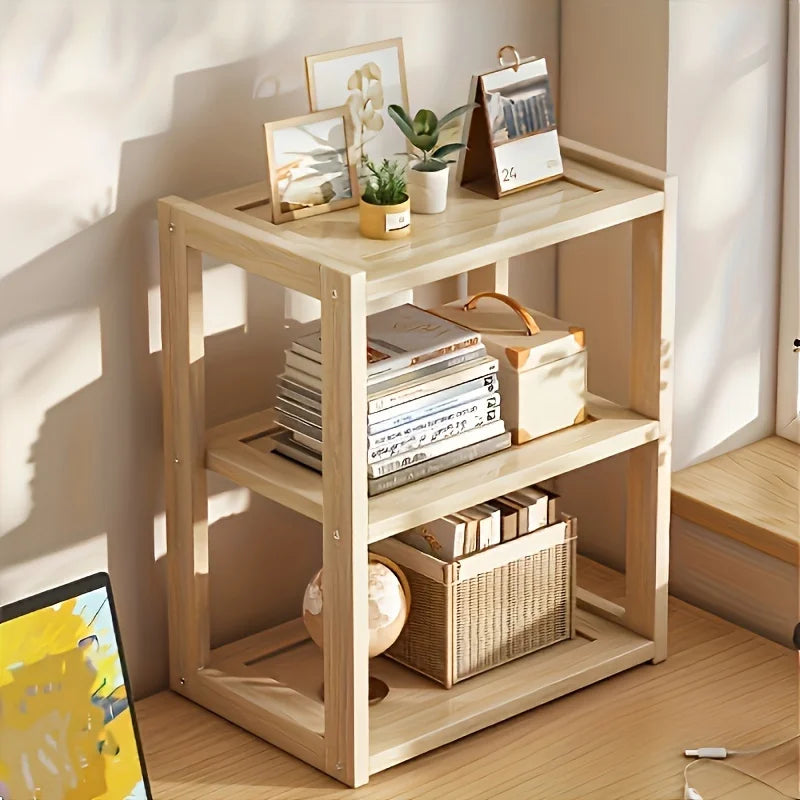 Wooden desktop bookcase storage box - Multi-layer rectangular storage rack, suitable for organizing home office desktop, storage
