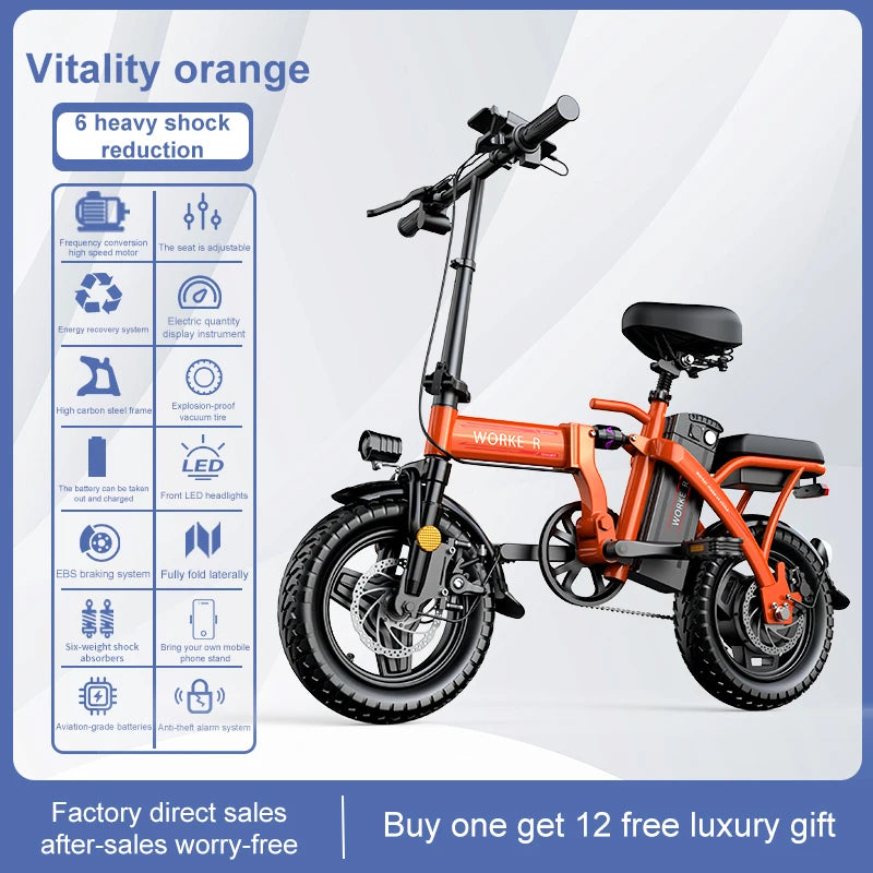 Hot Sale Mini Size Fashion Electric Bicycle 400W 48V 14 Inch Electric City Bike Mini Foldable Electric Scooter