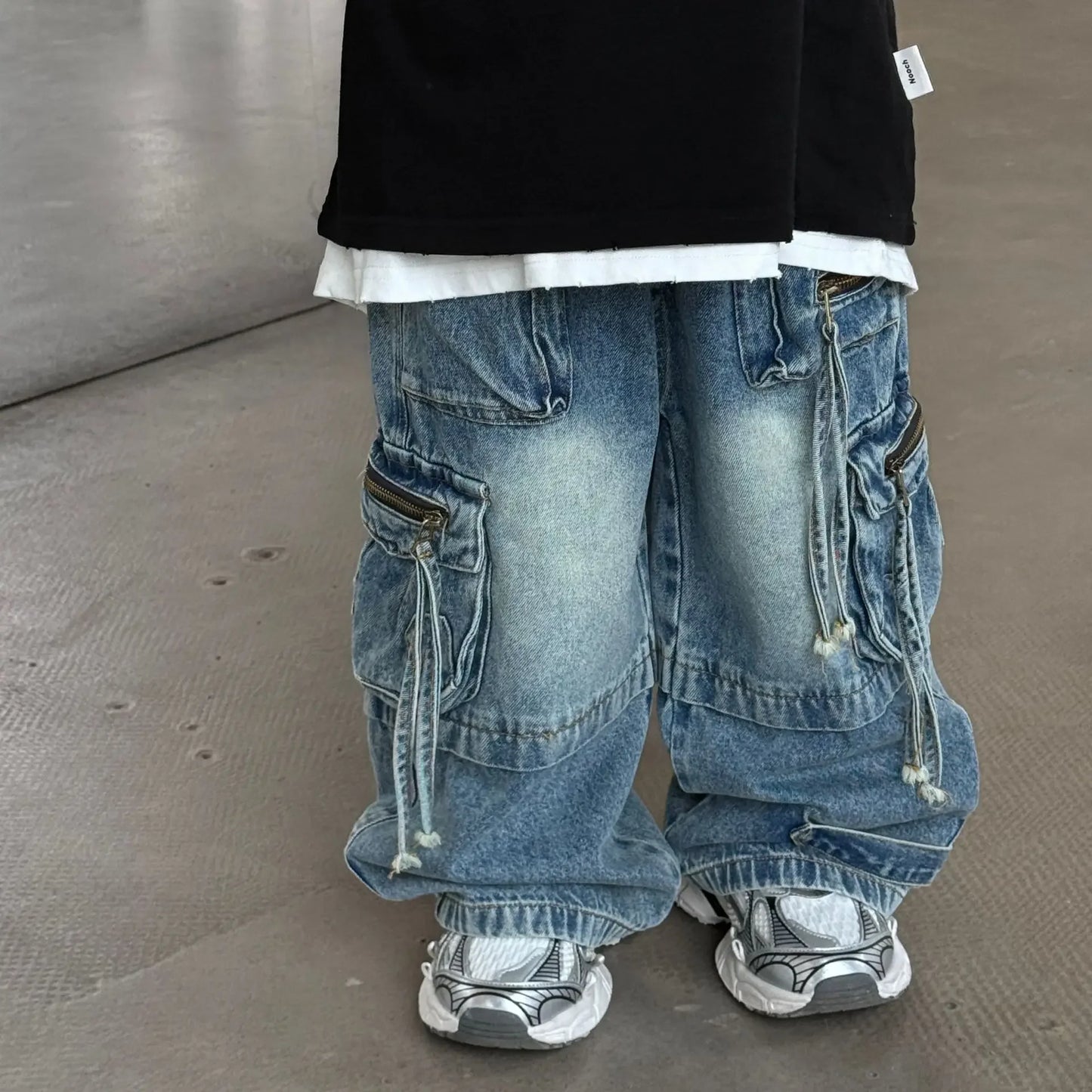 Baby Children Denim Pants Spring Autumn New Fashionable Cargo Jeans Boy Korean Style Casual Handsome Full Length Pocket Pants