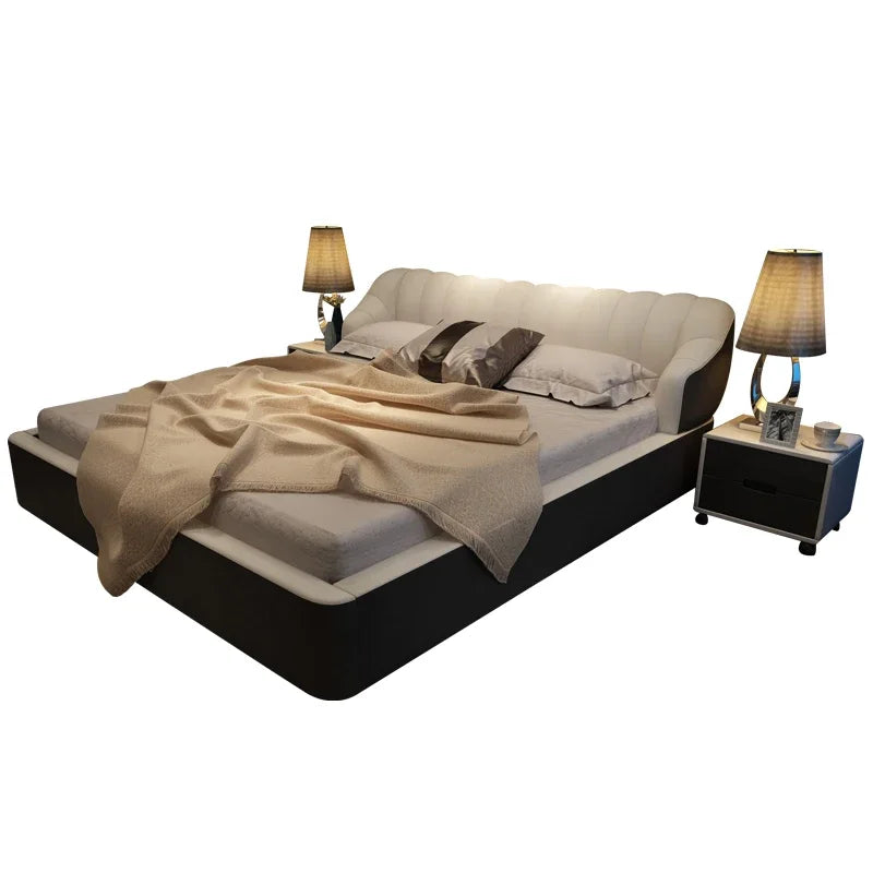 Lazy Luxury Modern Bed Frame Aesthetics Double Small Family Designer Apartment Bed High End Confortable Classic Lit Furniture