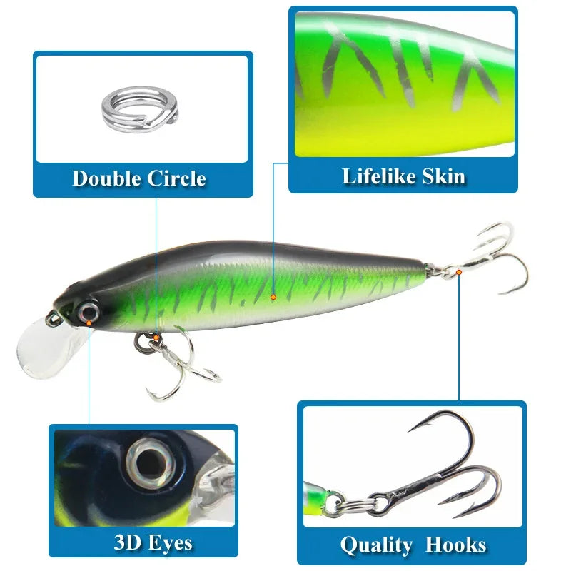 Fishing Lures Life Swimbait Fishing Bait Sinking Lure for Bass Trout Walleye Fishing Tackle Large Hard Bait with Treble Hook