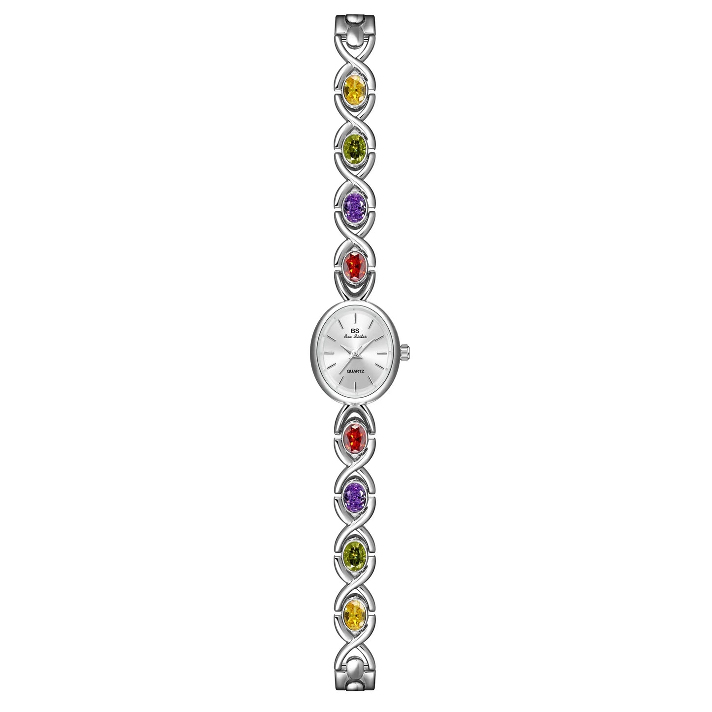 Blue Jewel Oval Bracelet Watch Luxury Crystal Quartz Watches For Woman Vintage Gold Silver Jade Wristwatch Gifts For Women