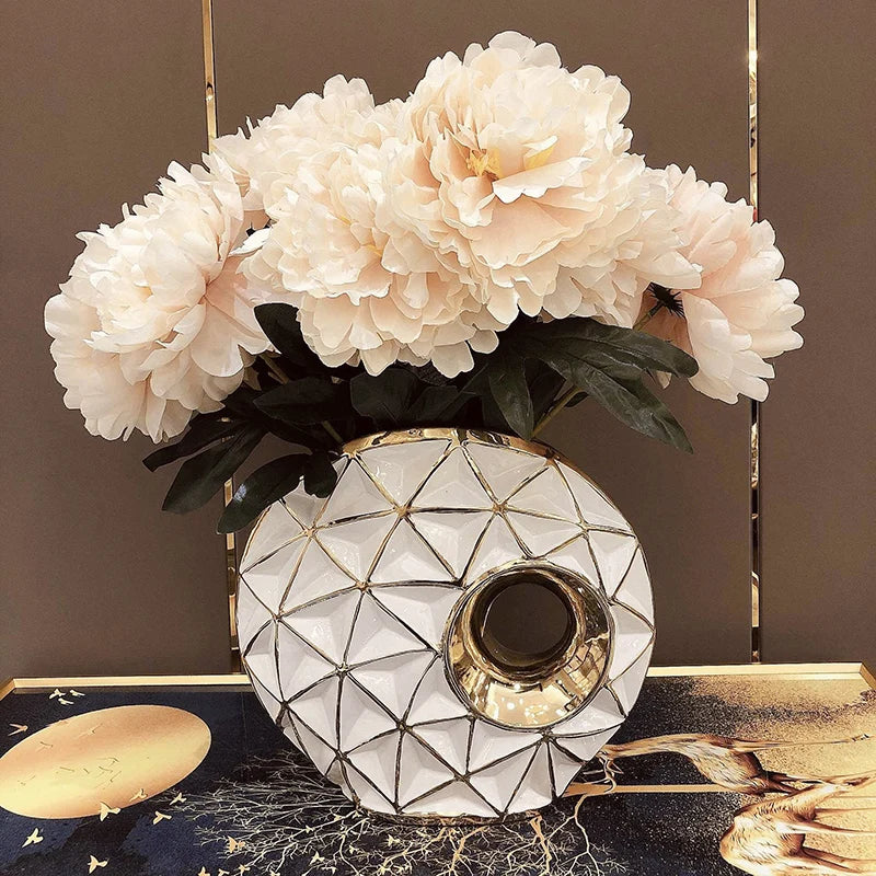 Luxury Ceramics Vases Aesthetic Elegant Modern Office Flower Vase Unusual Flower Bottle Centerpiece Vases Home Decoration
