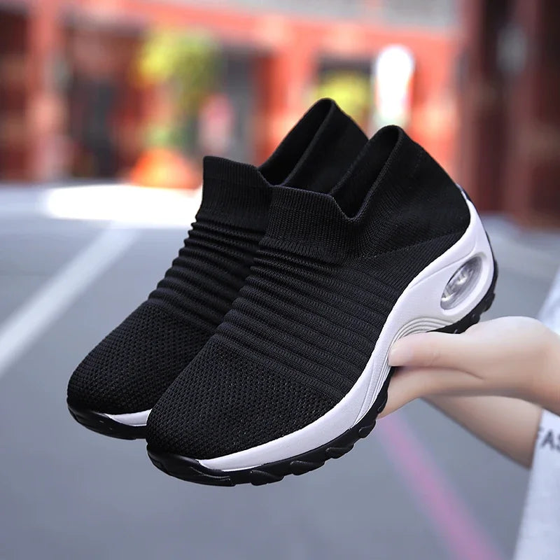 Women's Shoes Are Fashionable Casual Trendy Breathable Mesh Shock Absorbing Thick Soled Comfortable Cushioned Running Shoes