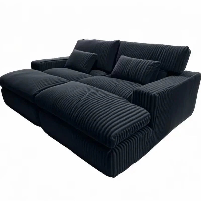 Italian Style Retro Luxury Corduroy Double Sofa Bed for Living Room Vacuum Compression Washable Customizable  Furniture Sofa