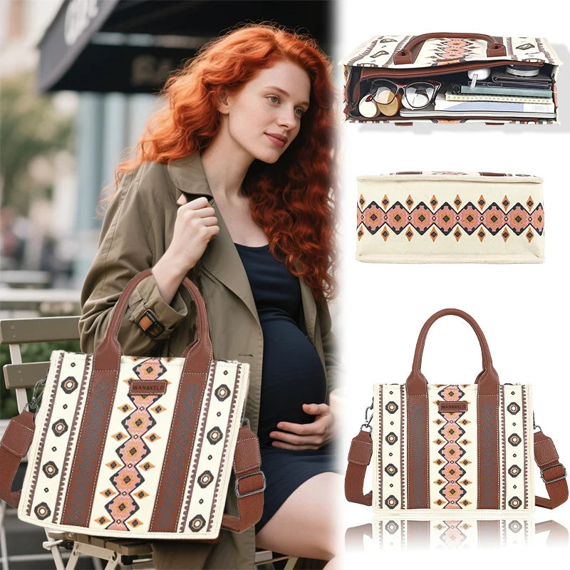Women's Bohemian Tote Bag European Retro Trendy Single-Shoulder Crossbody Handbag for Stylish Casual Fashion Maternity Bag