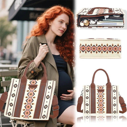 Women's Bohemian Tote Bag European Retro Trendy Single-Shoulder Crossbody Handbag for Stylish Casual Fashion Maternity Bag