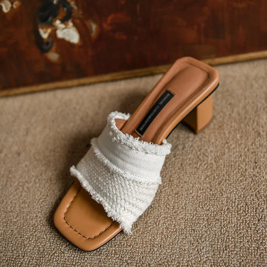 High Heel Slippers Retro Heel Platform Wearing thick heeled for external wear Comfort Women Open Toe Sandals New 2024 summer