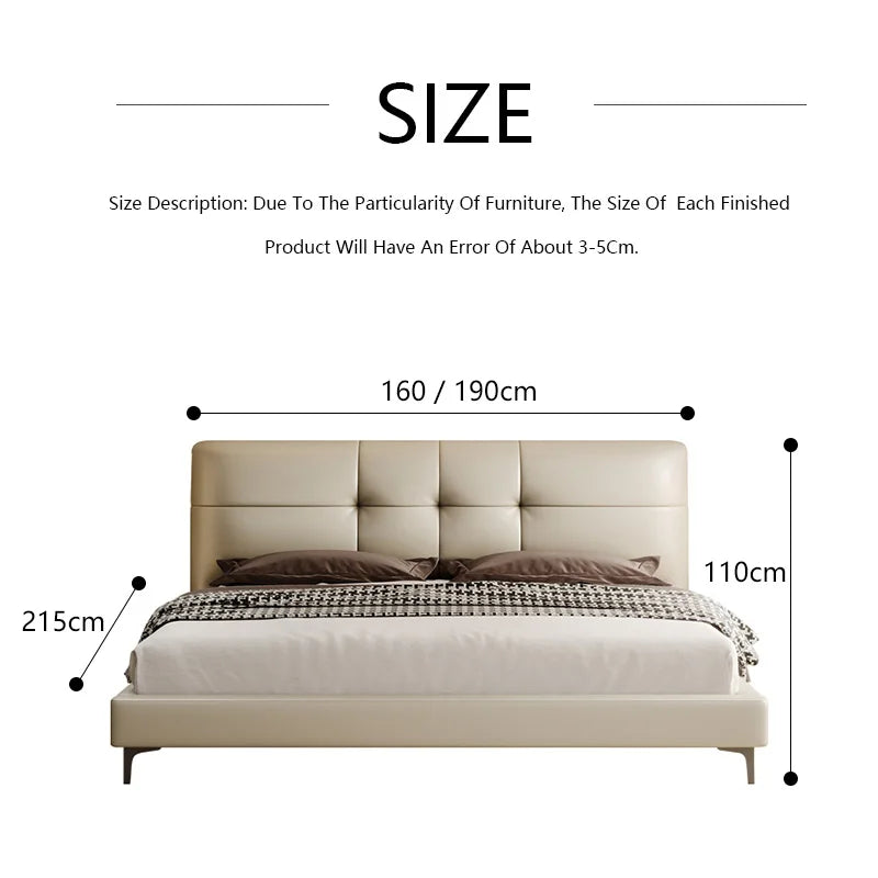 Light Luxury Leather Bed Modern Simple Master Bedroom Wedding Bed Net Red 1.8 Meters King Size French Double Bed