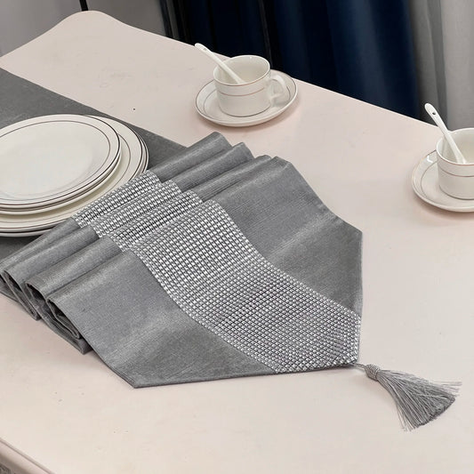 Modern Style Sparkling Accessories, Diamond Minimalist Velvet Dining Table, Holiday Party, Home Decoration, Table Flag
