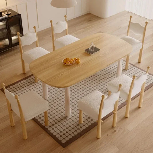 Wooden Nordic Dining Table Modern Minimalist Simple Luxury Dining Table Oval Style Mesas De Comedor Garden Furniture Sets