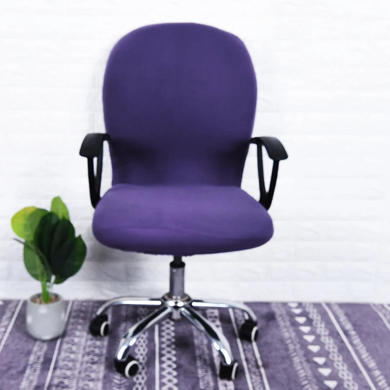 Swivel Chair Cover Solid Color Elastic Chair Protector Computer Office Chair Cover Back Cover Rotating Chair Slipcover Stretch
