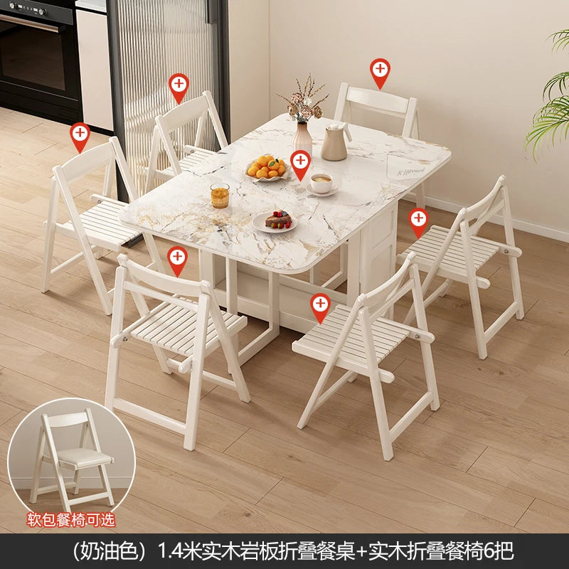Folding Dining Table Set 6 Vintage Rattan Dining Table Set Modern Luxury Nordic Mesas Pegables Portatil Dining Room Furniture