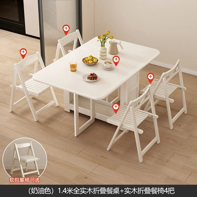 Folding Dining Table Set 6 Vintage Rattan Dining Table Set Modern Luxury Nordic Mesas Pegables Portatil Dining Room Furniture