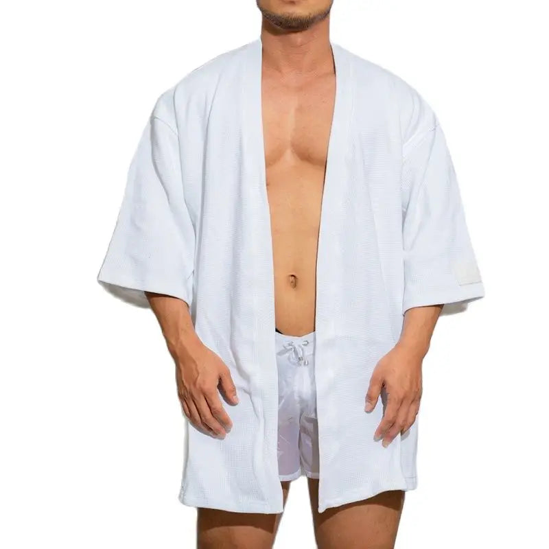 Men's Robe Bathrobe Kimono Cotton Roupao Masculino Casual Pajamas Sleepwear Sexy Ropa De Dormir Lingerie Solid Men's Clothing