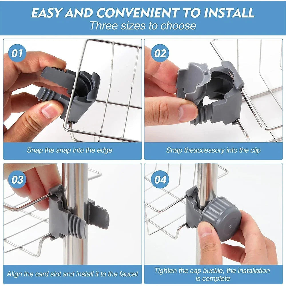 Bathroom Shelves Shower Rack Aluminum Basket For Soap Bathroom Storage Adjustable Kitchen Faucet Sink Rag Holders