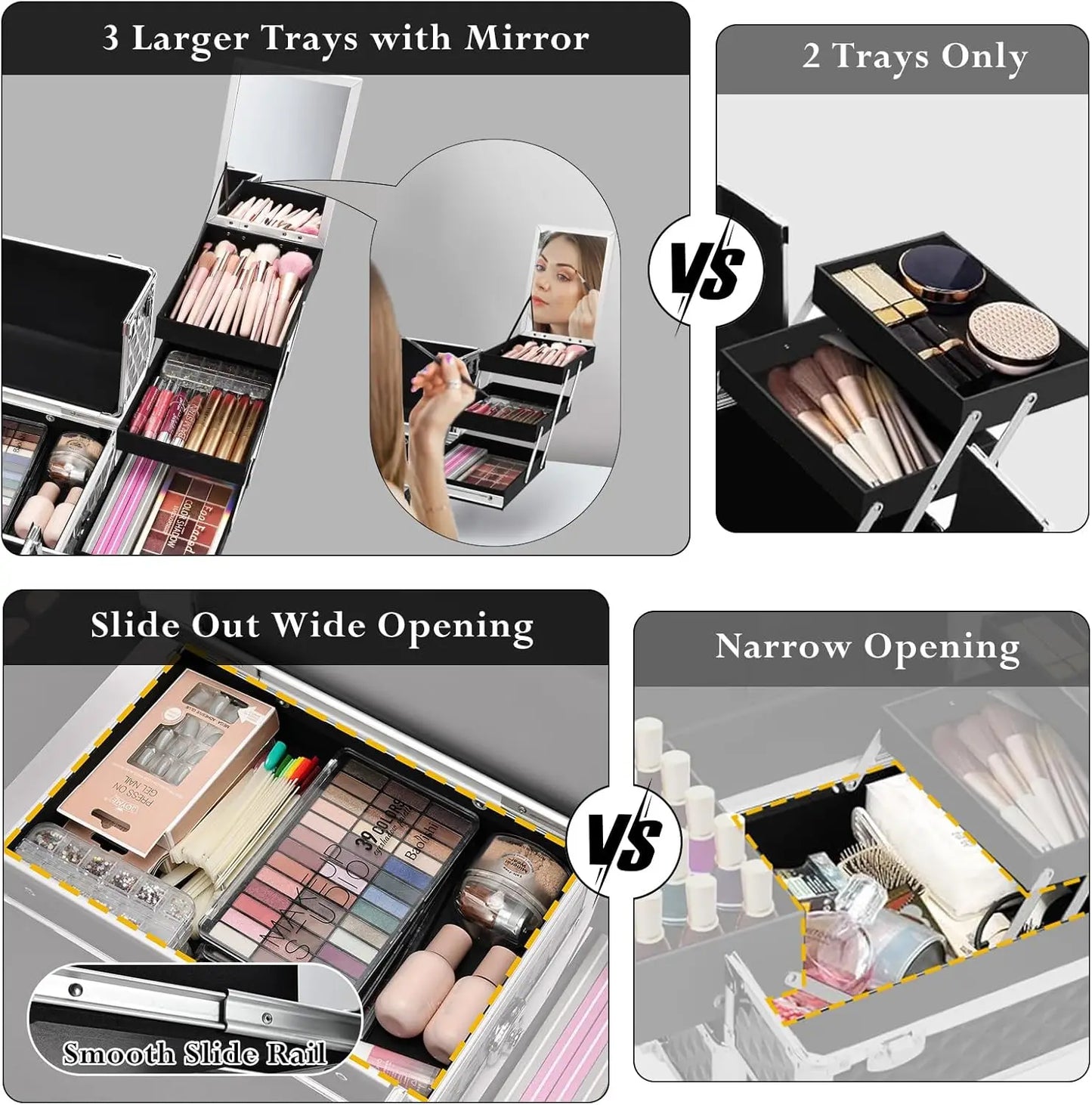 Rolling Makeup Case with Wheels  Drawers Large Professional Cosmetology Trolley Case Lockable Travel Cosmetic Storage Train Case