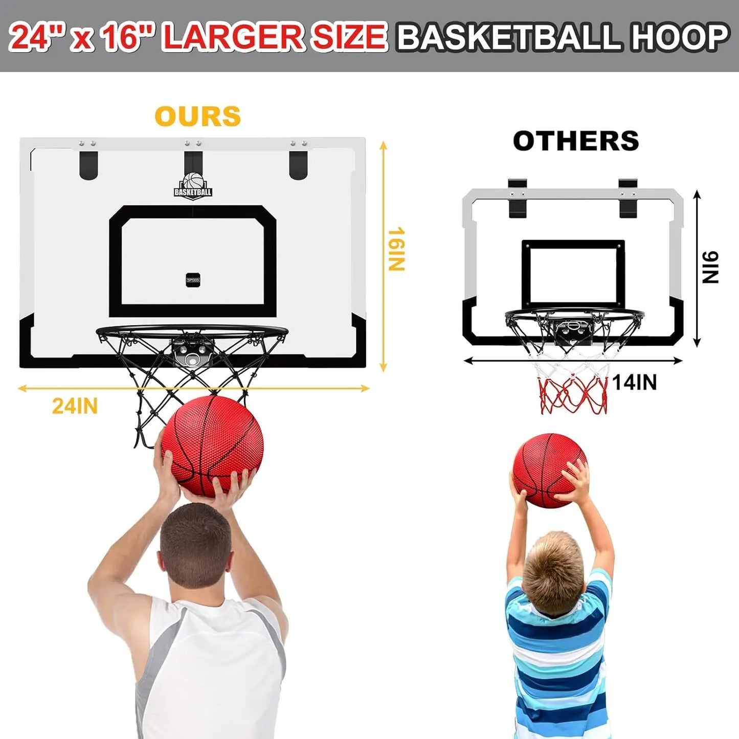 Indoor Basketball Hoop Set for Adults,Family Basketball Game for Door & Wall,Gift for Teens, and Adults,Halloween/Christmas