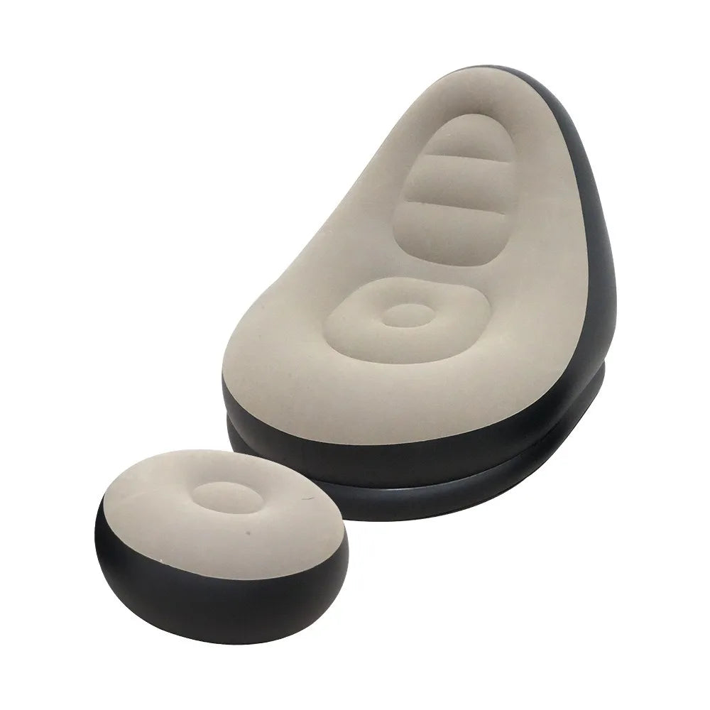 Flocking Inflatable Lazy Sofa + Stool