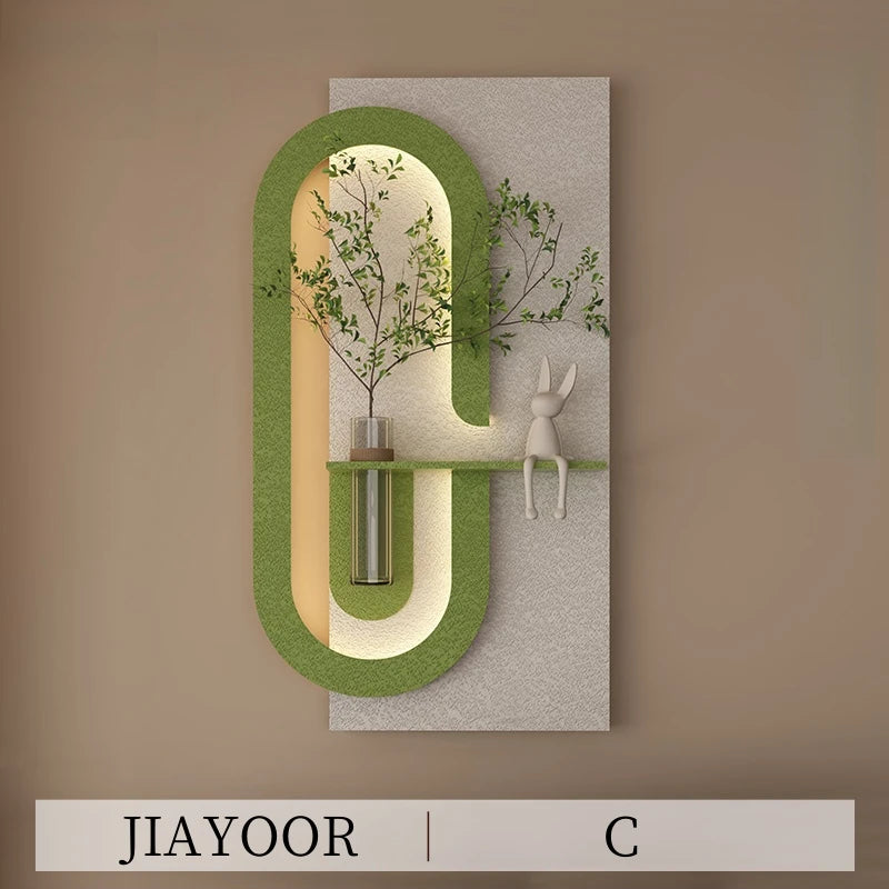 Entrance Decorations LED Wall Lamp Green Plant Corridor Hallway Modern Hanging Painting Lustre Living Room Home Vase Mural Light
