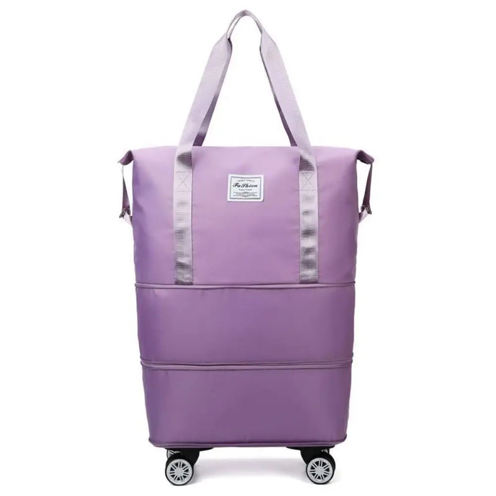 Travel Trolley Luggage Storage Bag With Wheels Waterproof Pulley Portable Collapsible Expandable Fashion Large Capacity Clothes