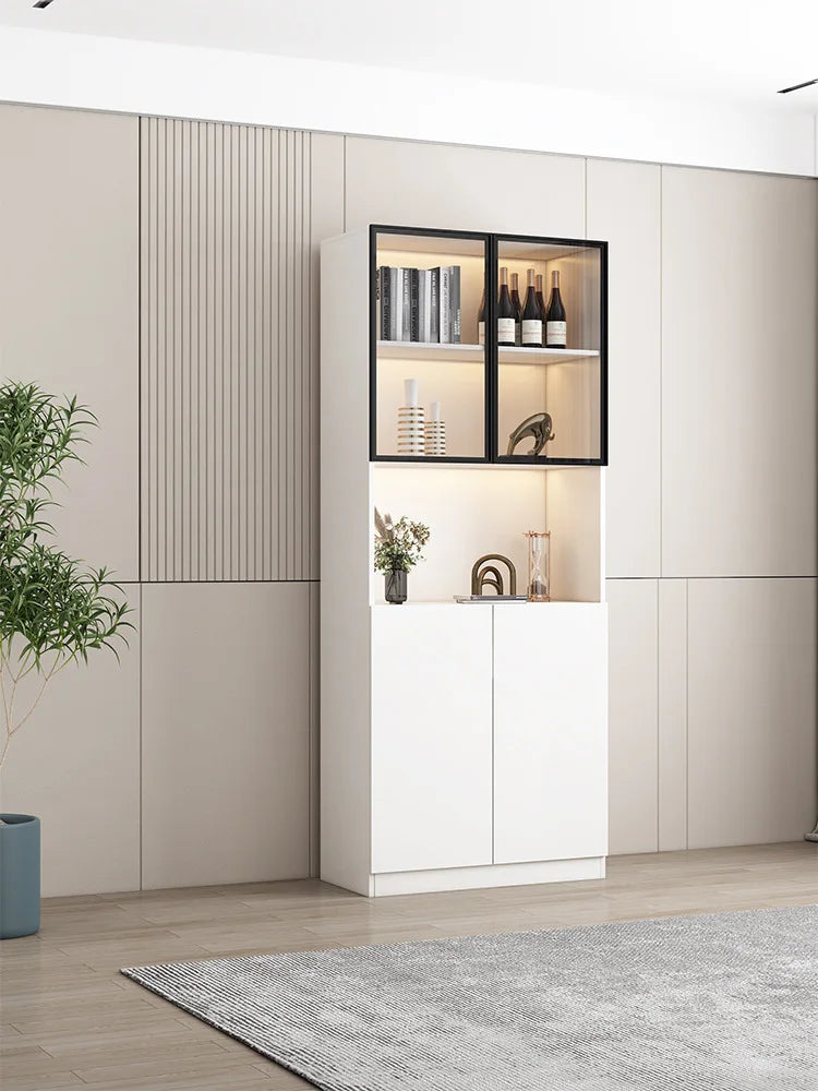 Modern simple light luxury living room storage cabinet Italian glass door wine cabinet dining room cabinet dining side