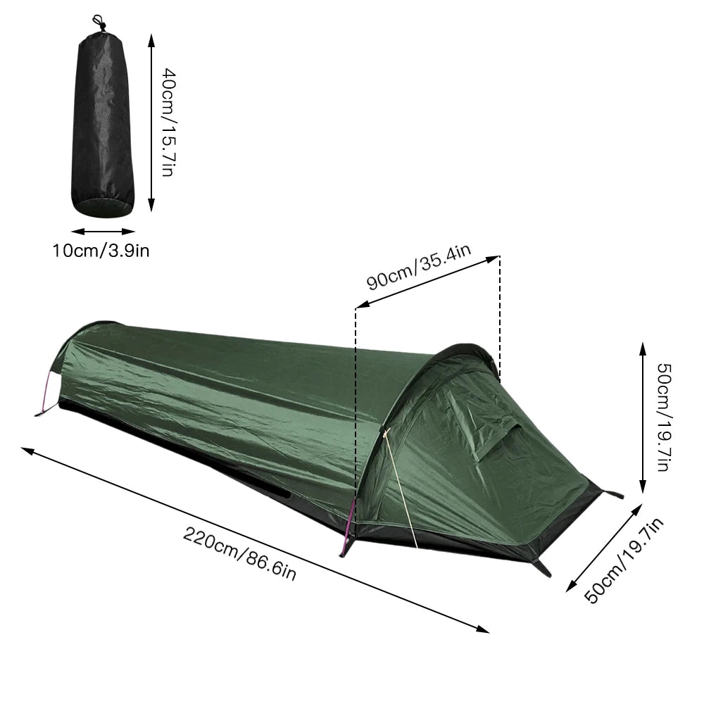 Camping Single Person Tent Ultralight Compact Outdoor Sleeping Bag Tent Larger Space Waterproof Backpacking Tent Cover Hiking