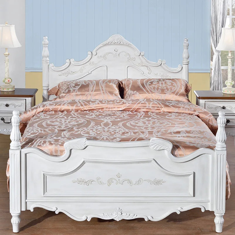 OD59 Mediterranean style pure solid wood bed American double pastoral master bedroom bed 1.5m European furniture 1.8m double