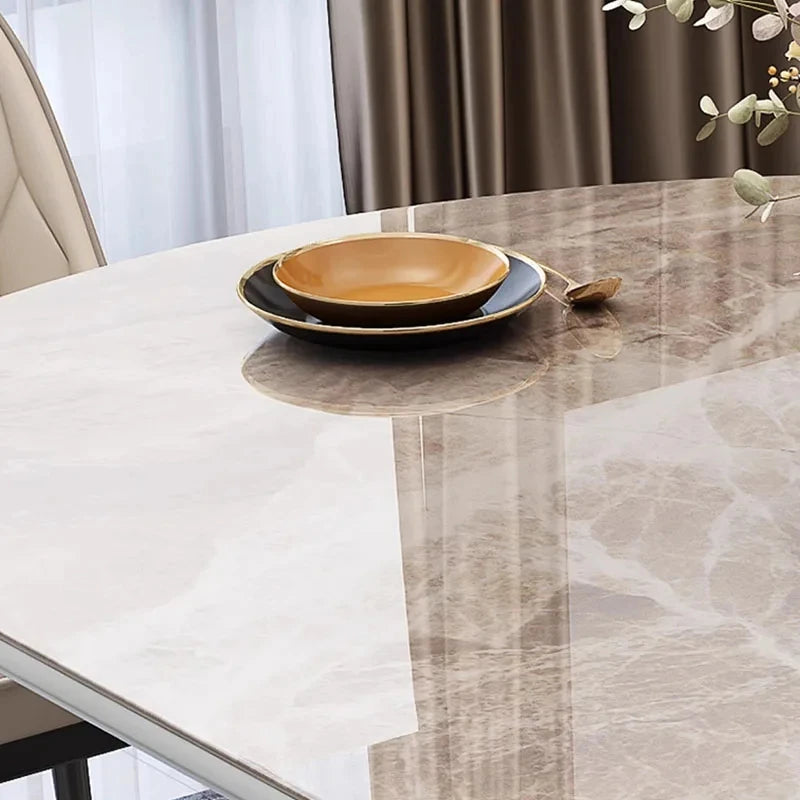 Beauty Art Dining Table Simple Nordic Comfy Home Marble Dining Table Oval Minimalist Mesas De Comedor Kitchen Furniture