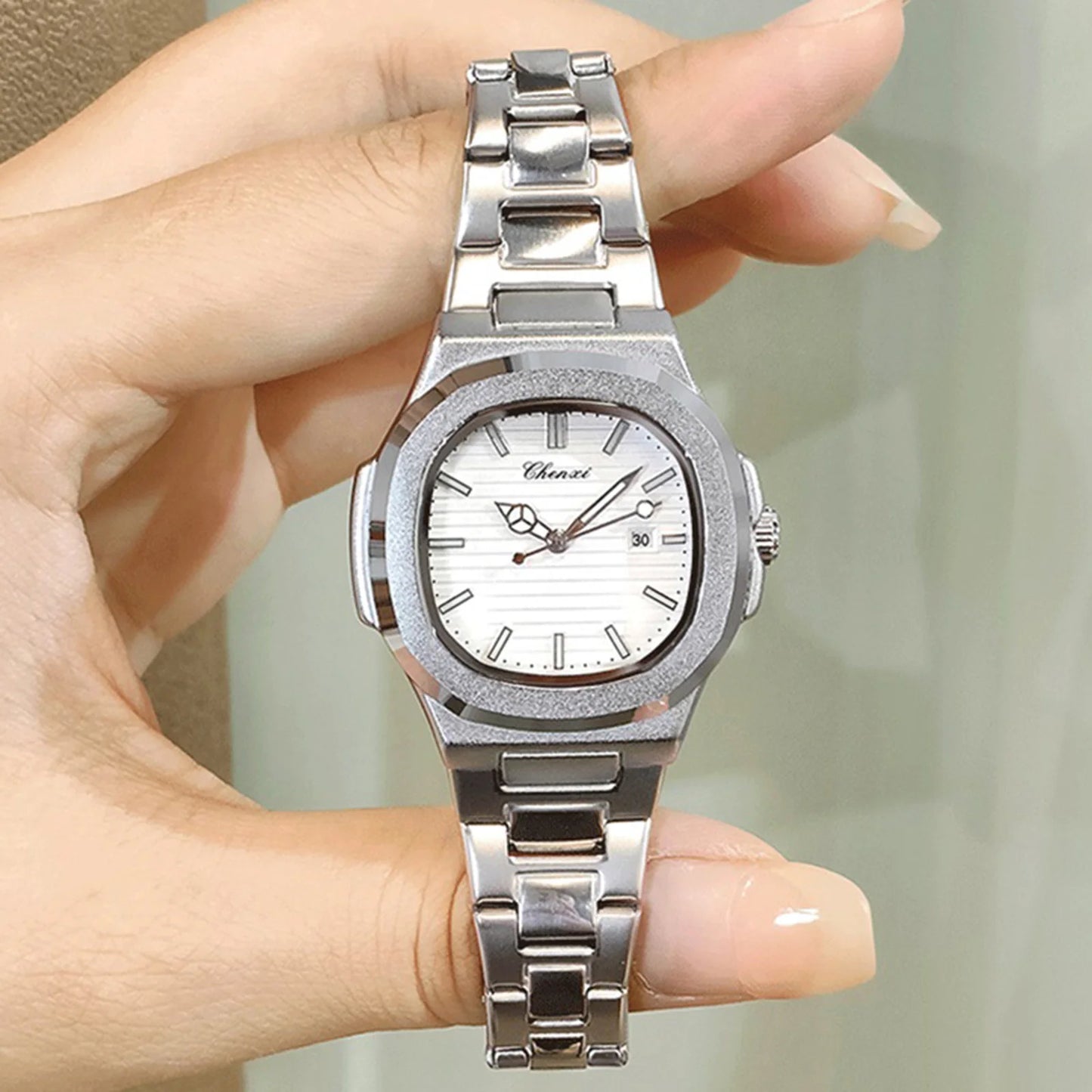 Watches For Woman Fashion Date Luminous Quartz Watch Silver Stainless Steel Clock Women's Stainless Steel Watch Waterproof