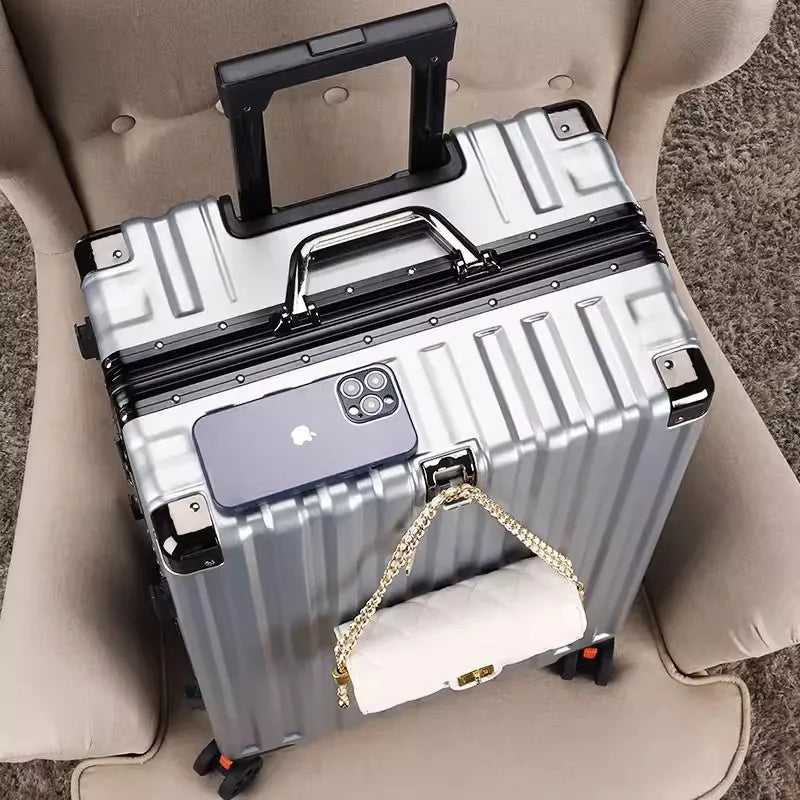 Luggage female mute universal wheel trolley case aluminum frame 24 inch student password suitcase male