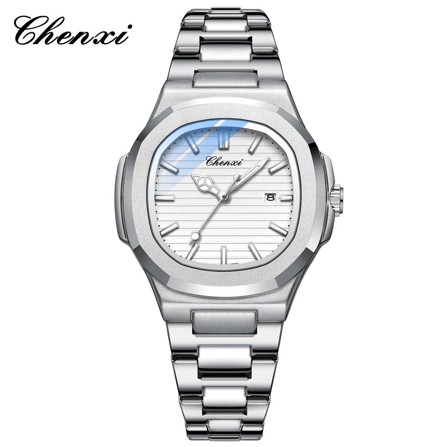 Watches For Woman Fashion Date Luminous Quartz Watch Silver Stainless Steel Clock Women's Stainless Steel Watch Waterproof